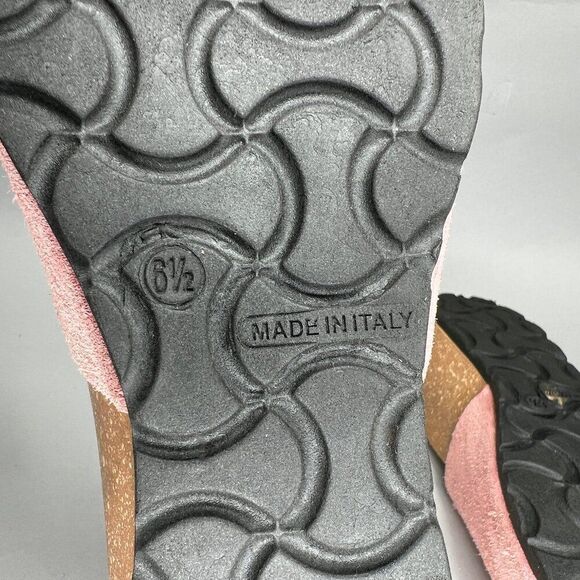 Marina Luna Sandals Women's Size 6.5 Pink Suede Floral Cork Slide Flip Flops - Picture 11 of 12
